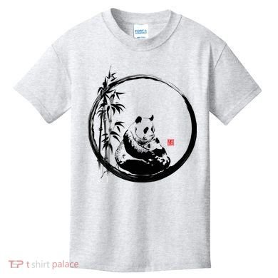 Giant Panda Bamboo Japanese Ink Painting Kids T-Shirt