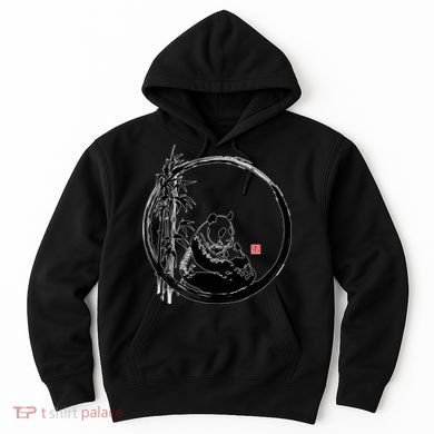 Giant Panda Bamboo Japanese Ink Painting Hoodie