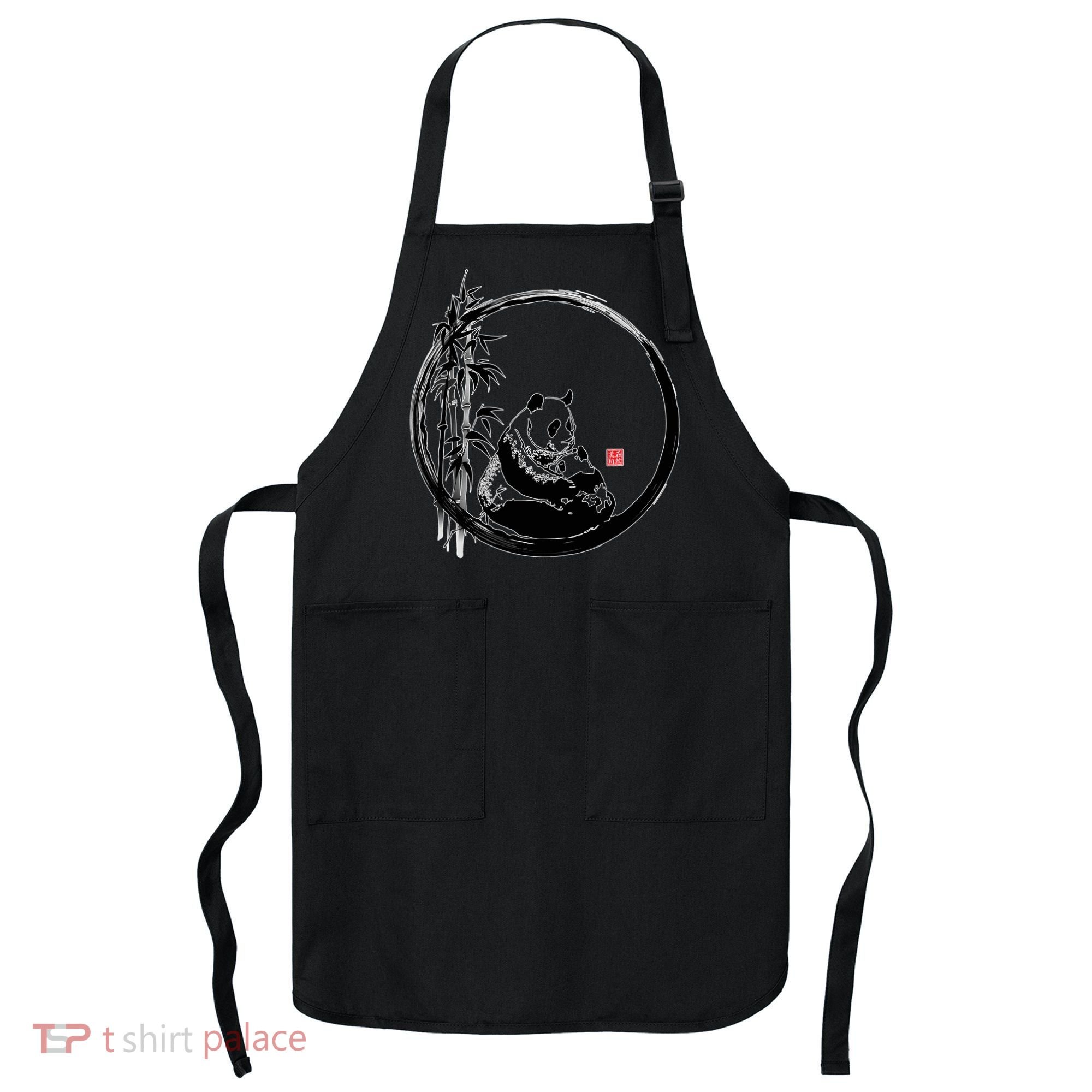 Giant Panda Bamboo Japanese Ink Painting Apron