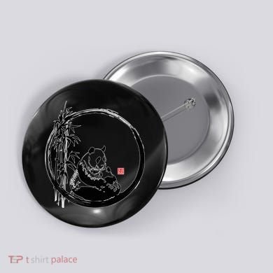 Giant Panda Bamboo Japanese Ink Painting Button