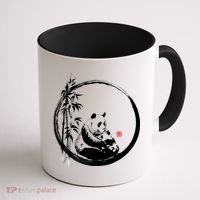 Giant Panda Bamboo Japanese Ink Painting Coffee Mug thumb 1