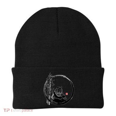 Giant Panda Bamboo Japanese Ink Painting Beanie