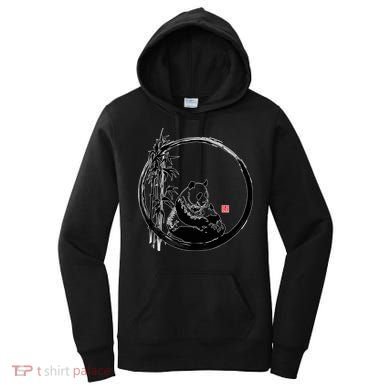 Giant Panda Bamboo Japanese Ink Painting Women's Hoodie