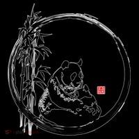 Giant Panda Bamboo Japanese Ink Painting Women's Hoodie thumb 2