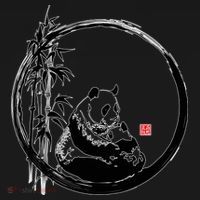 Giant Panda Bamboo Japanese Ink Painting Mousepad thumb 1