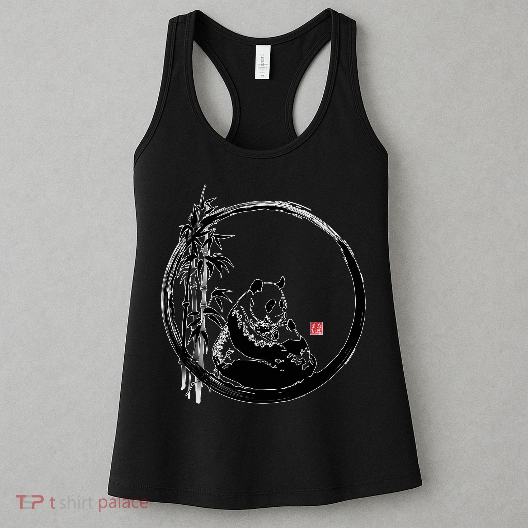 Giant Panda Bamboo Japanese Ink Painting Women's Tank Top