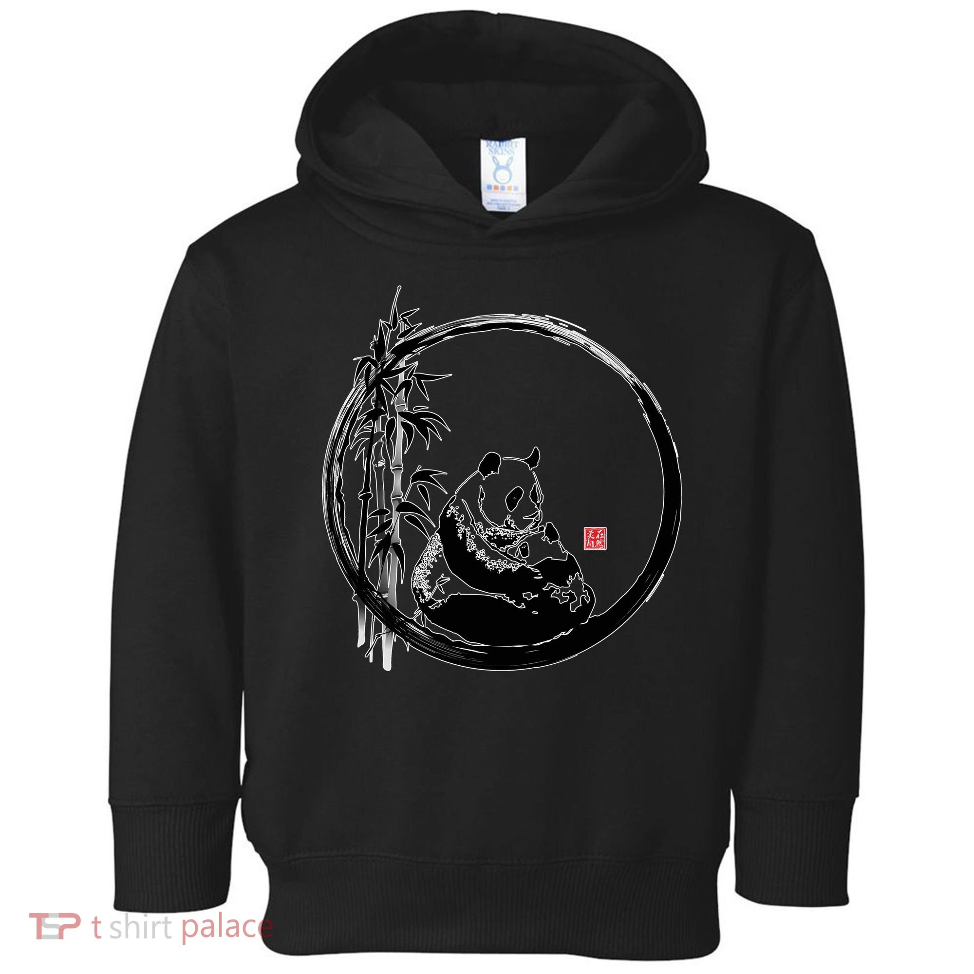 Giant Panda Bamboo Japanese Ink Painting Toddler Hoodie