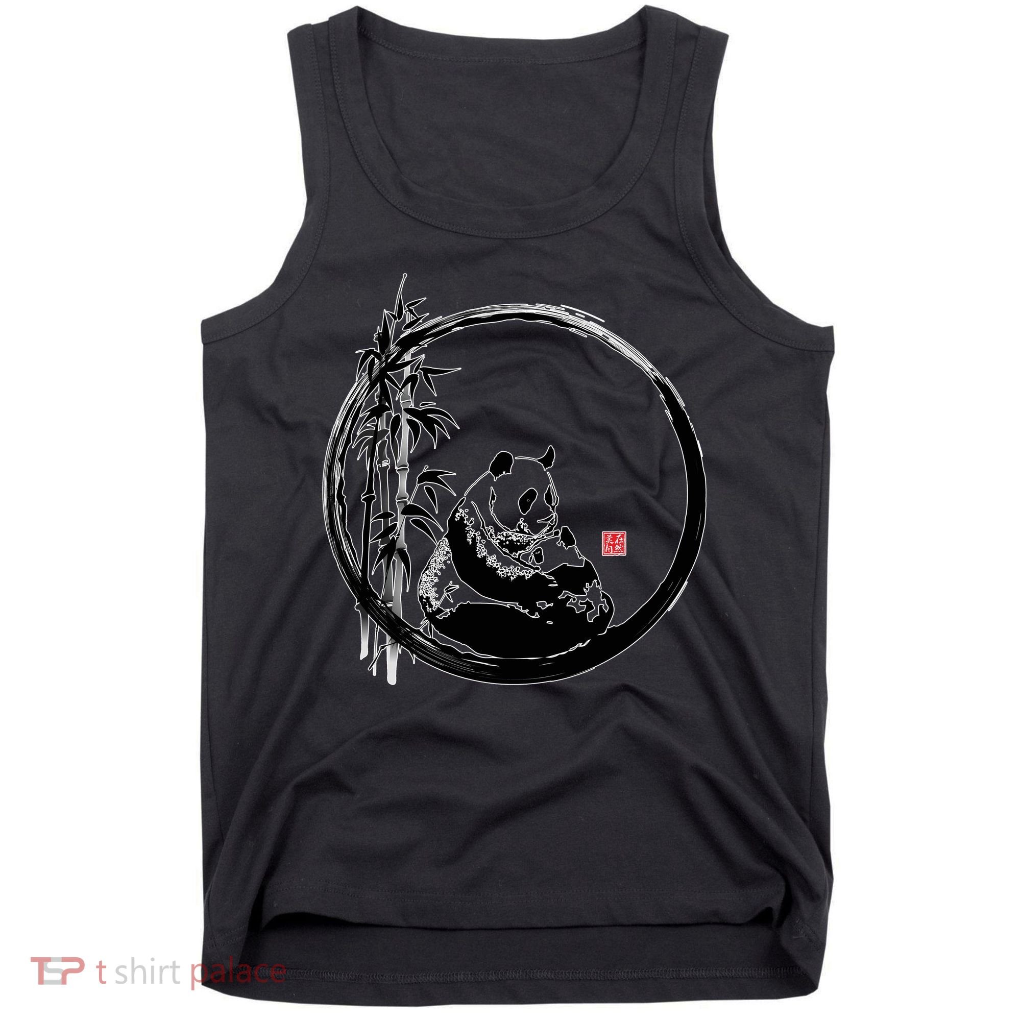 Giant Panda Bamboo Japanese Ink Painting Tank Top