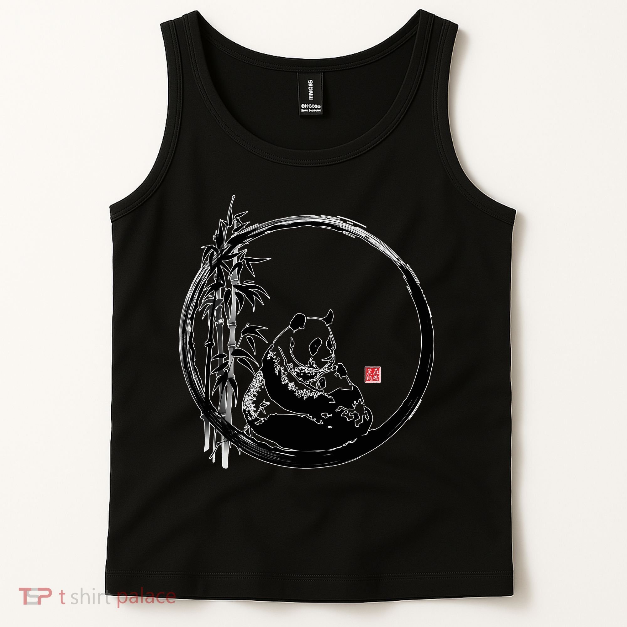Giant Panda Bamboo Japanese Ink Painting Tank Top