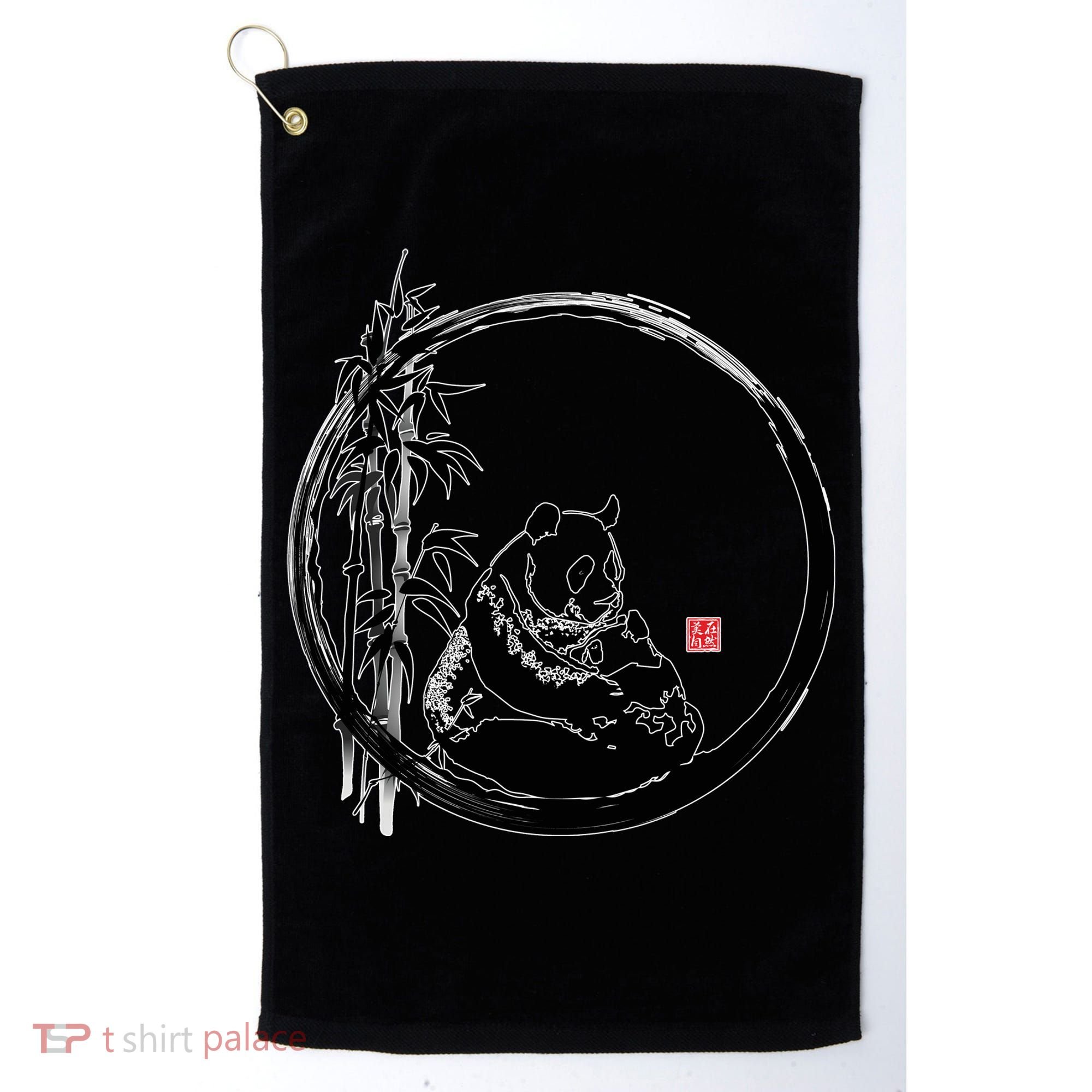 Giant Panda Bamboo Japanese Ink Painting Golf Towel