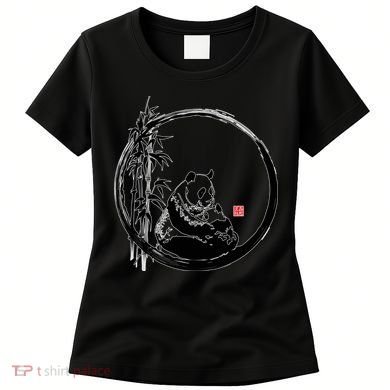 Giant Panda Bamboo Japanese Ink Painting Women's T-Shirt