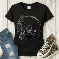 Giant Panda Bamboo Japanese Ink Painting Women's T-Shirt thumb 3