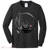 Giant Panda Bamboo Japanese Ink Painting Kids Long Sleeve Shirt thumb 0
