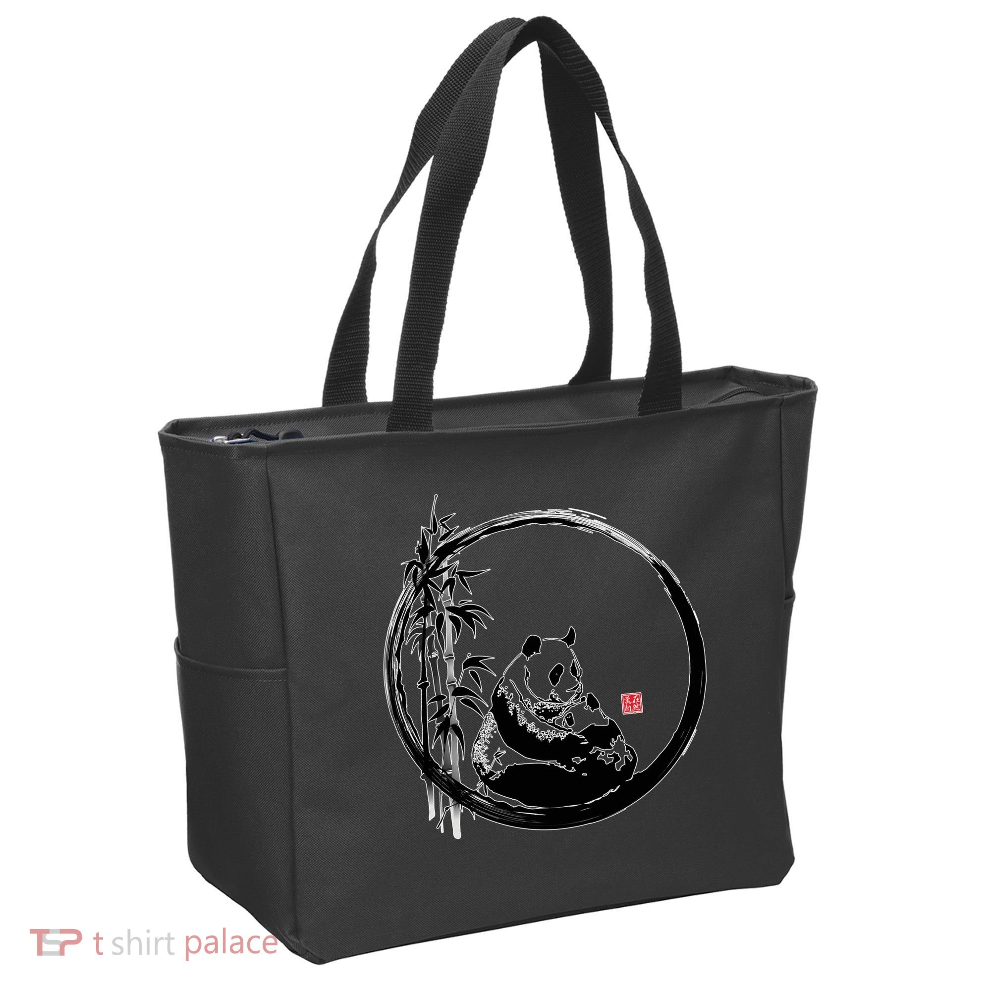 Giant Panda Bamboo Japanese Ink Painting Tote Bag