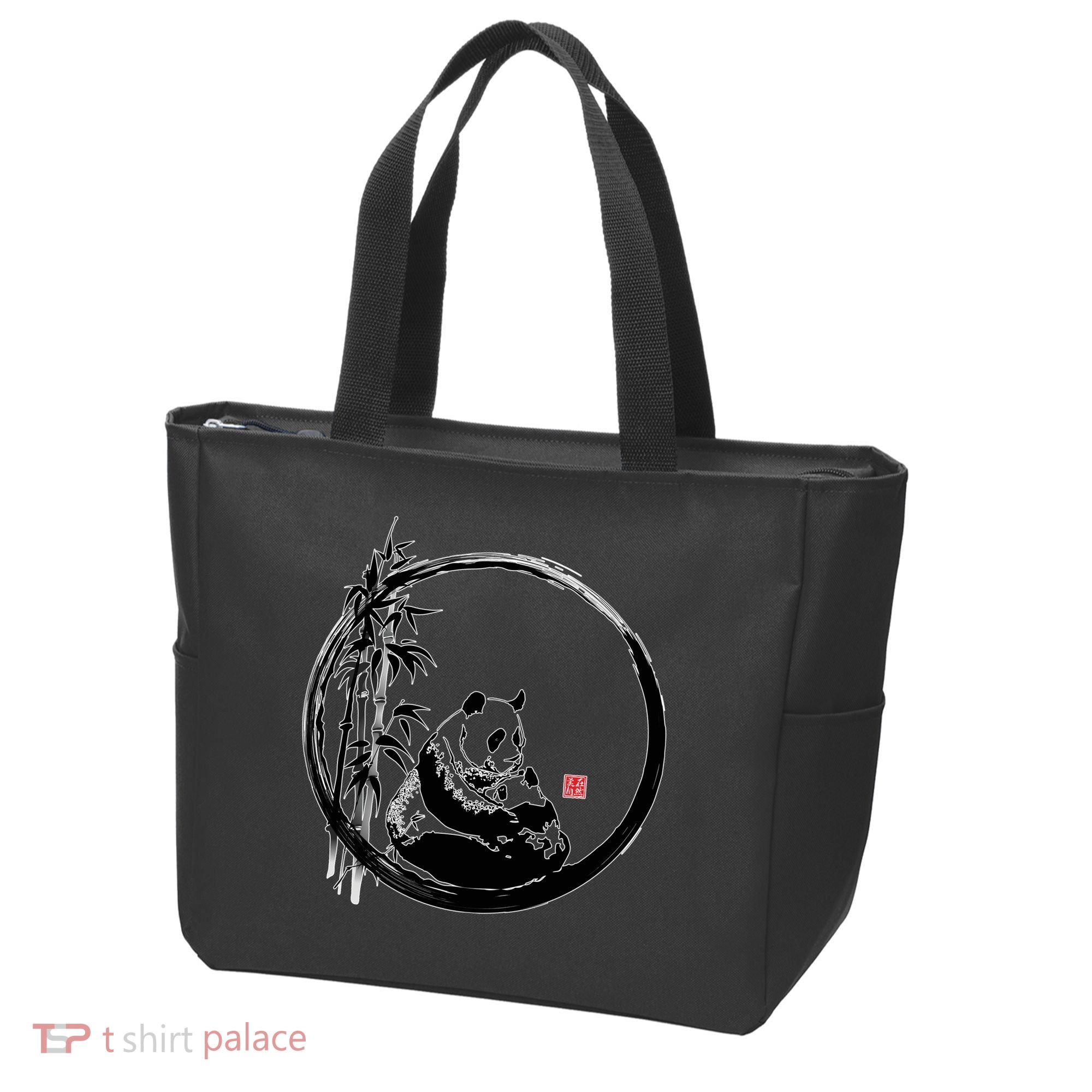 Giant Panda Bamboo Japanese Ink Painting Tote Bag
