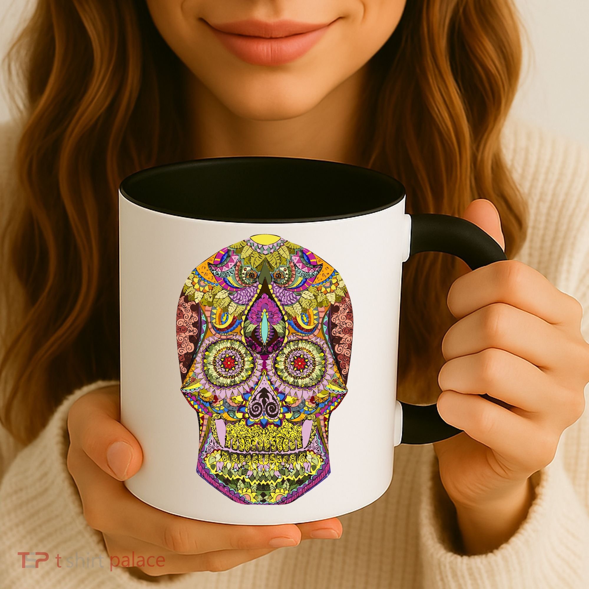 Giant Sugar Floral Sugar Skull Coffee Mug