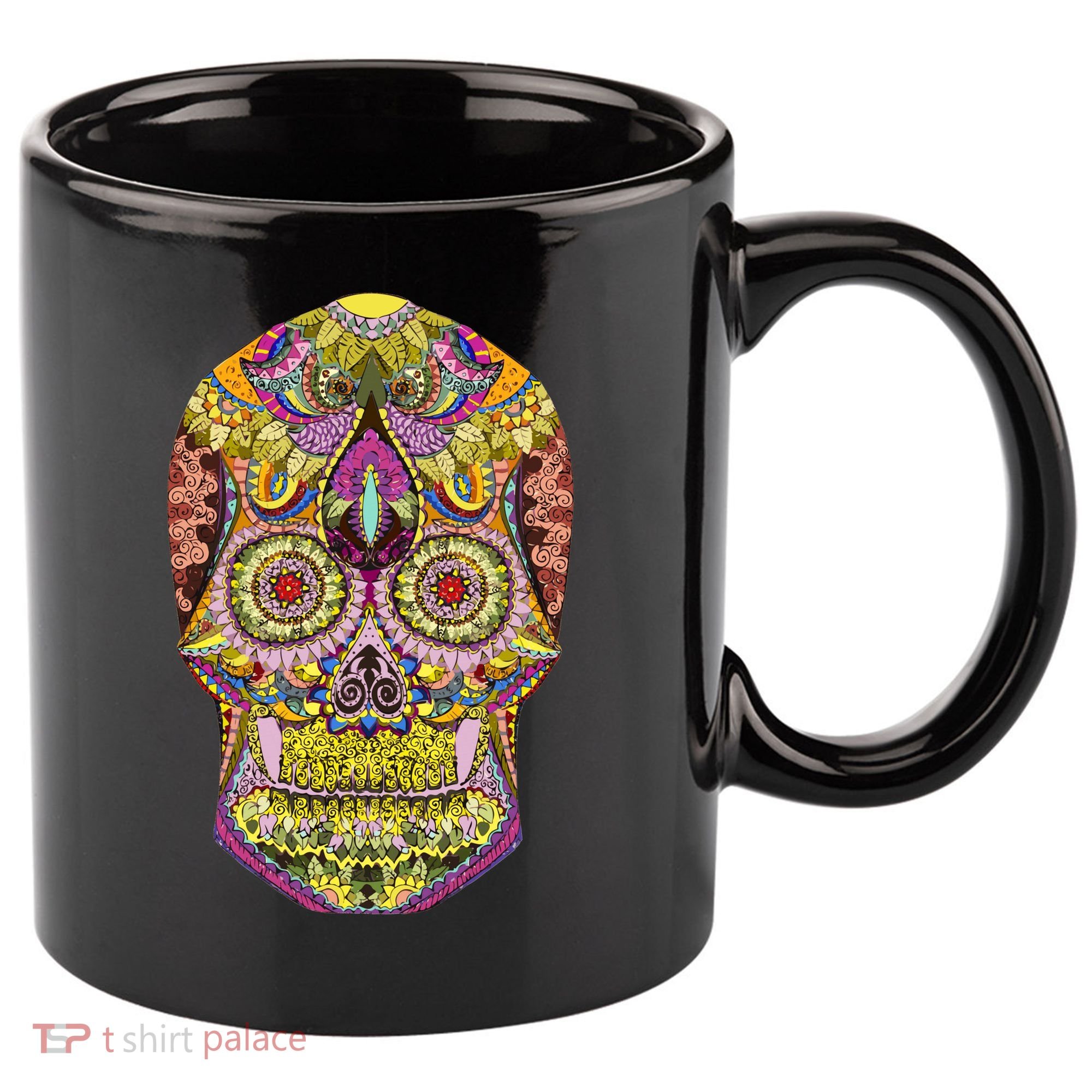 Giant Sugar Floral Sugar Skull 11oz C Handle Ceramic Mug