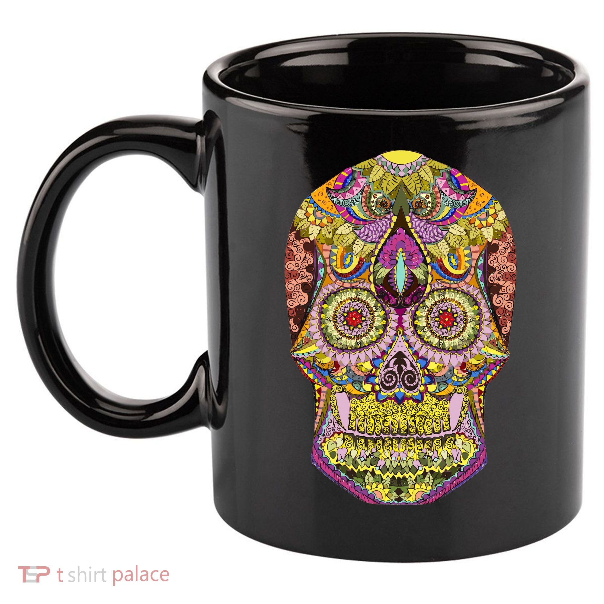 Giant Sugar Floral Sugar Skull 11oz C Handle Ceramic Mug