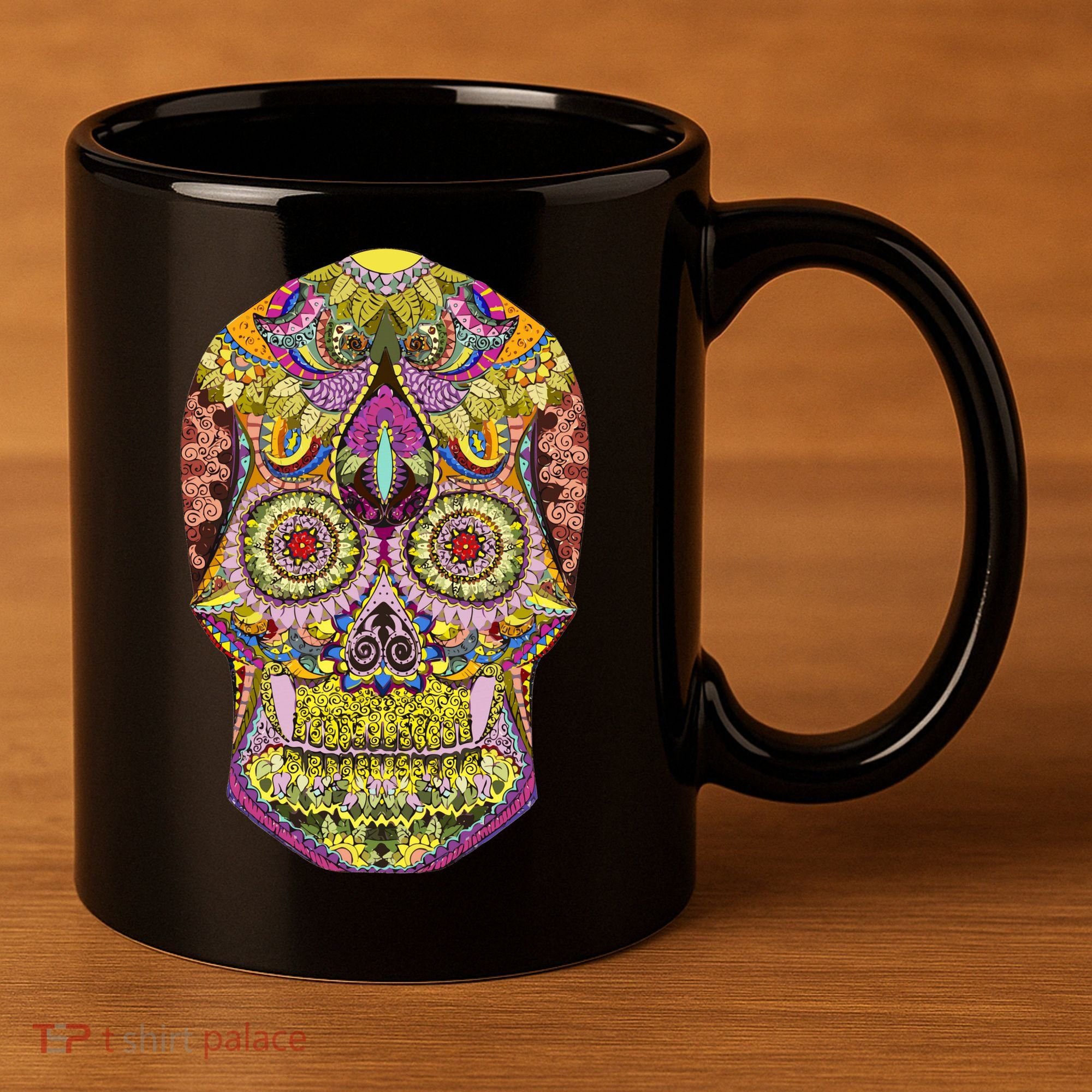 Giant Sugar Floral Sugar Skull 11oz C Handle Ceramic Mug
