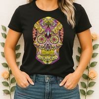 Giant Sugar Floral Sugar Skull Women's T-Shirt thumb 2