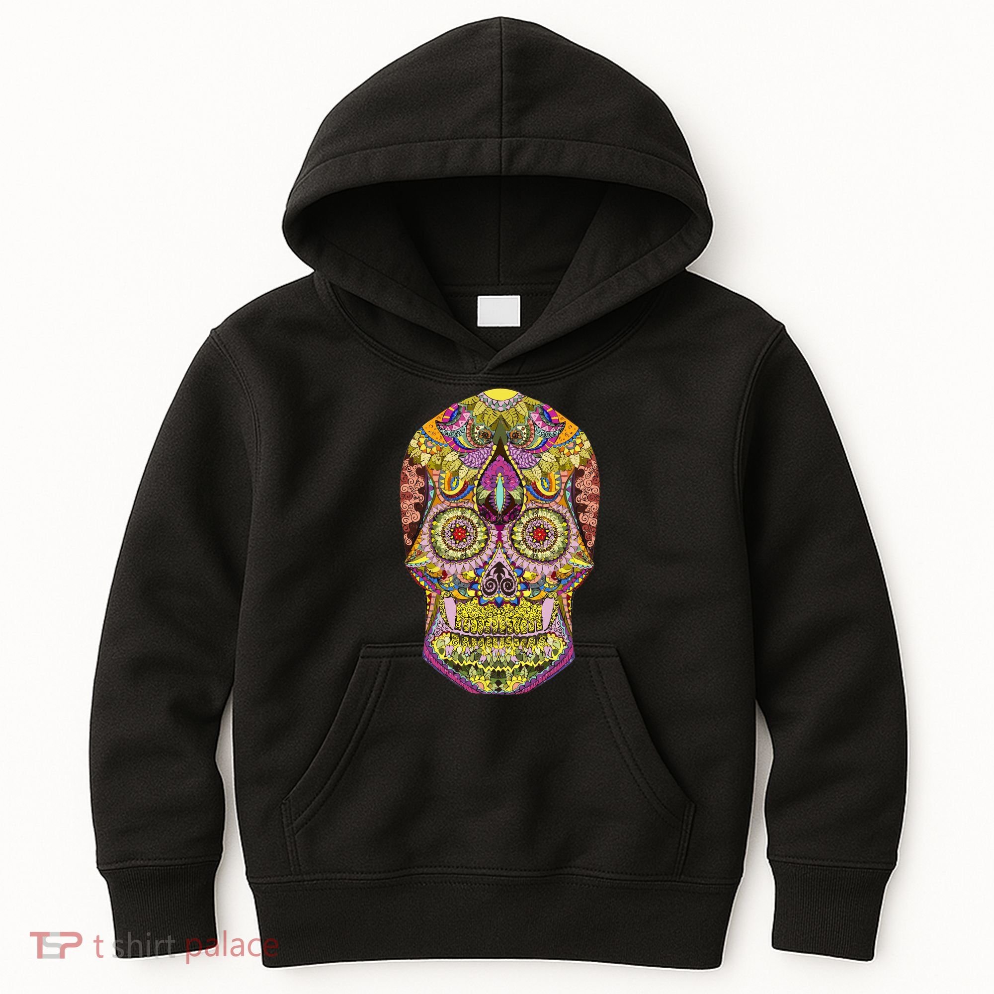 Giant Sugar Floral Sugar Skull Kids Hoodie