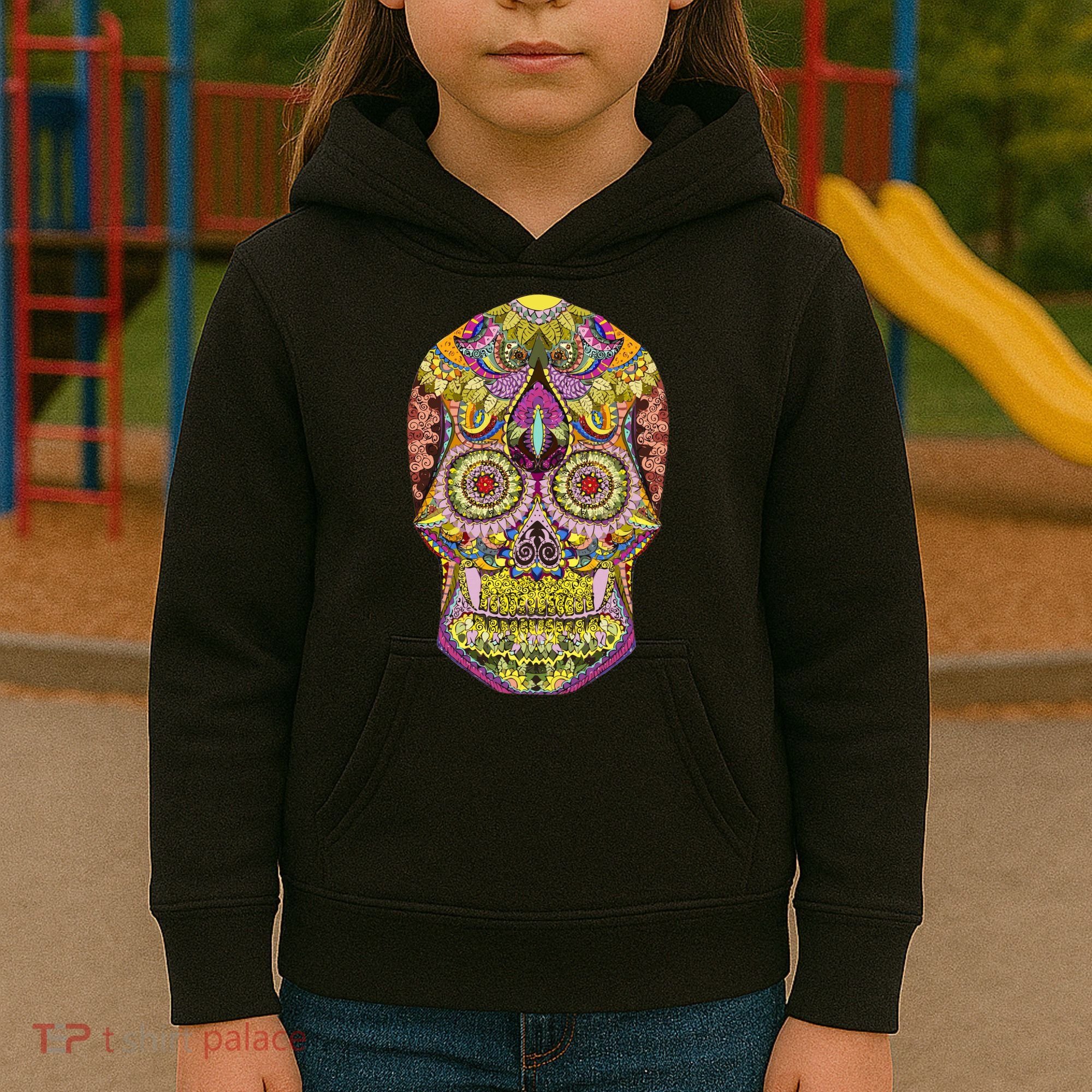 Giant Sugar Floral Sugar Skull Kids Hoodie