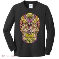 Giant Sugar Floral Sugar Skull Kids Long Sleeve Shirt thumb 0