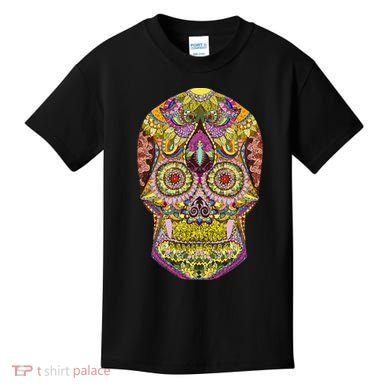 Giant Sugar Floral Sugar Skull Kids T-Shirt