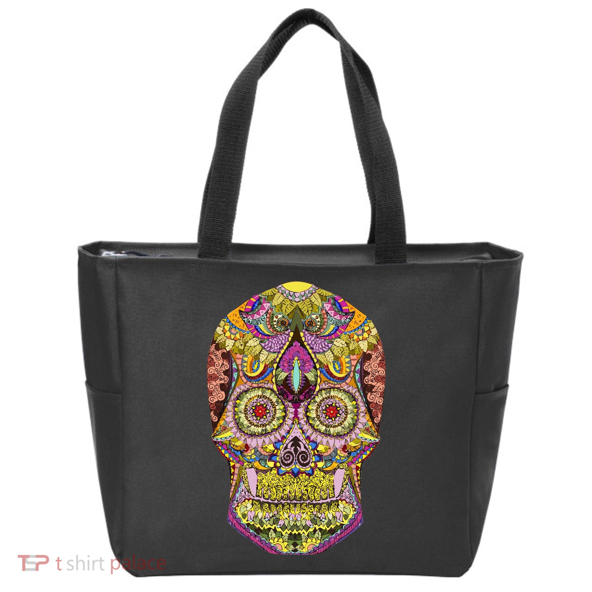 Giant Sugar Floral Sugar Skull Tote Bag