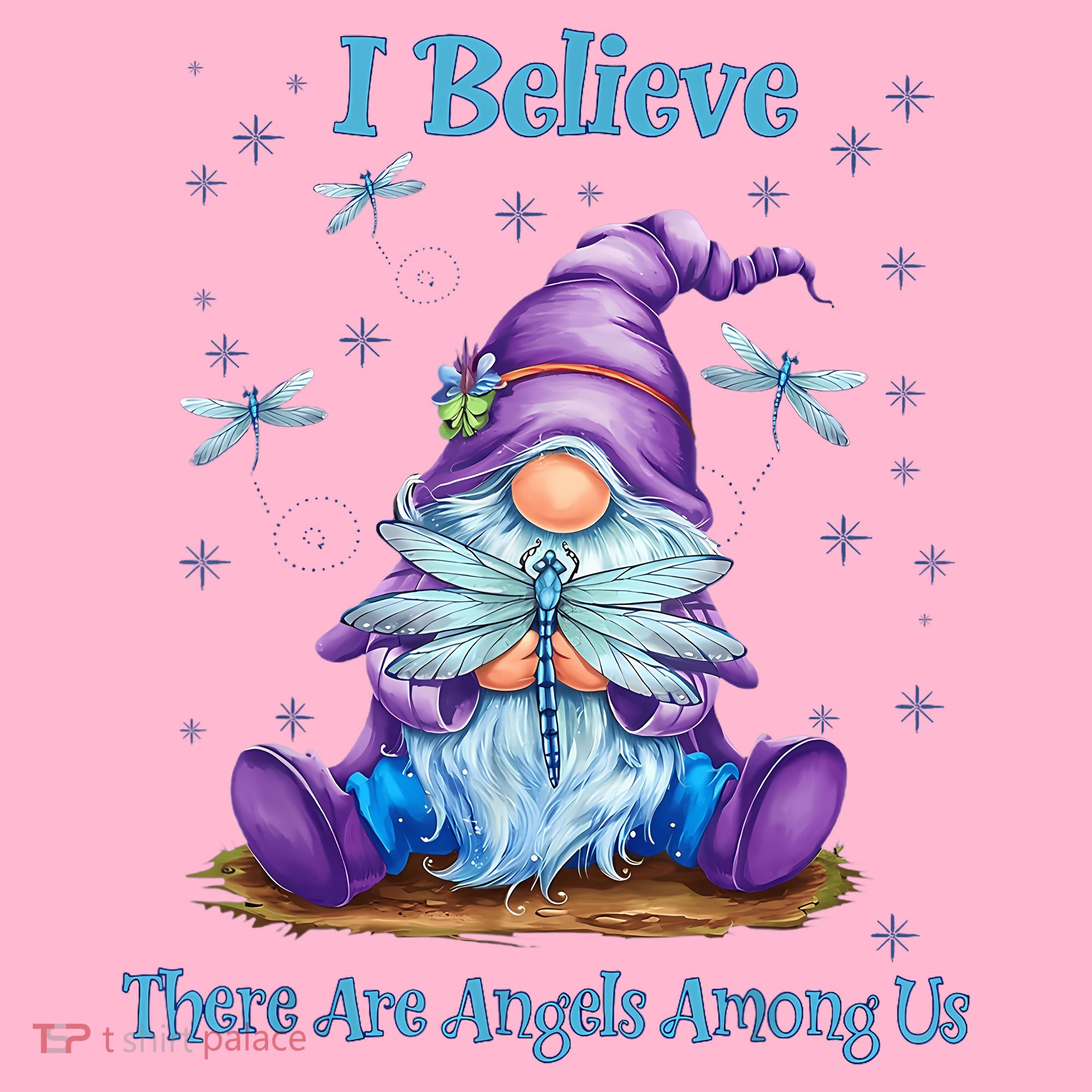 Gnome I Believe There Are Angels Among Us Dragonfly Coaster