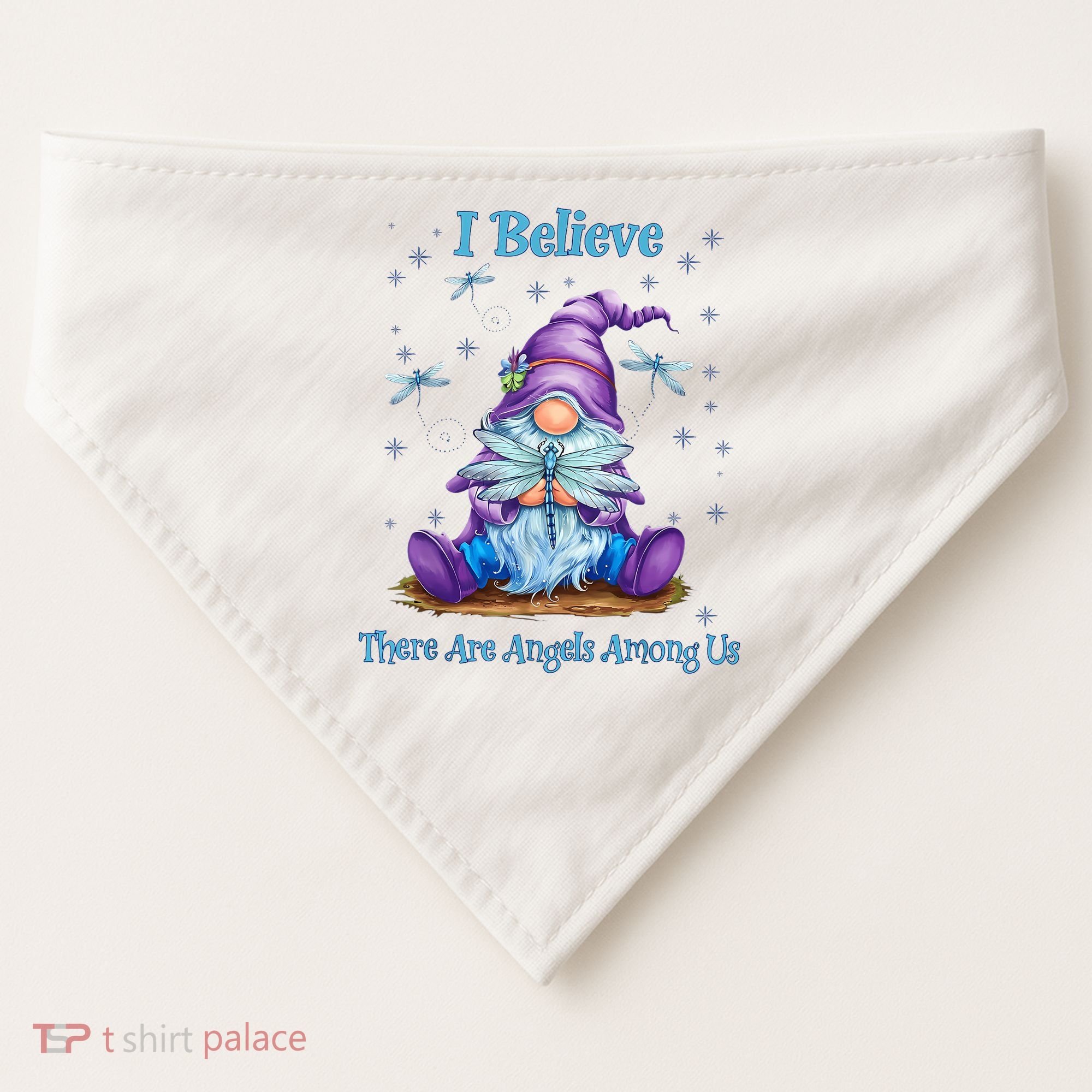 Gnome I Believe There Are Angels Among Us Dragonfly USA-Made Doggie Bandana