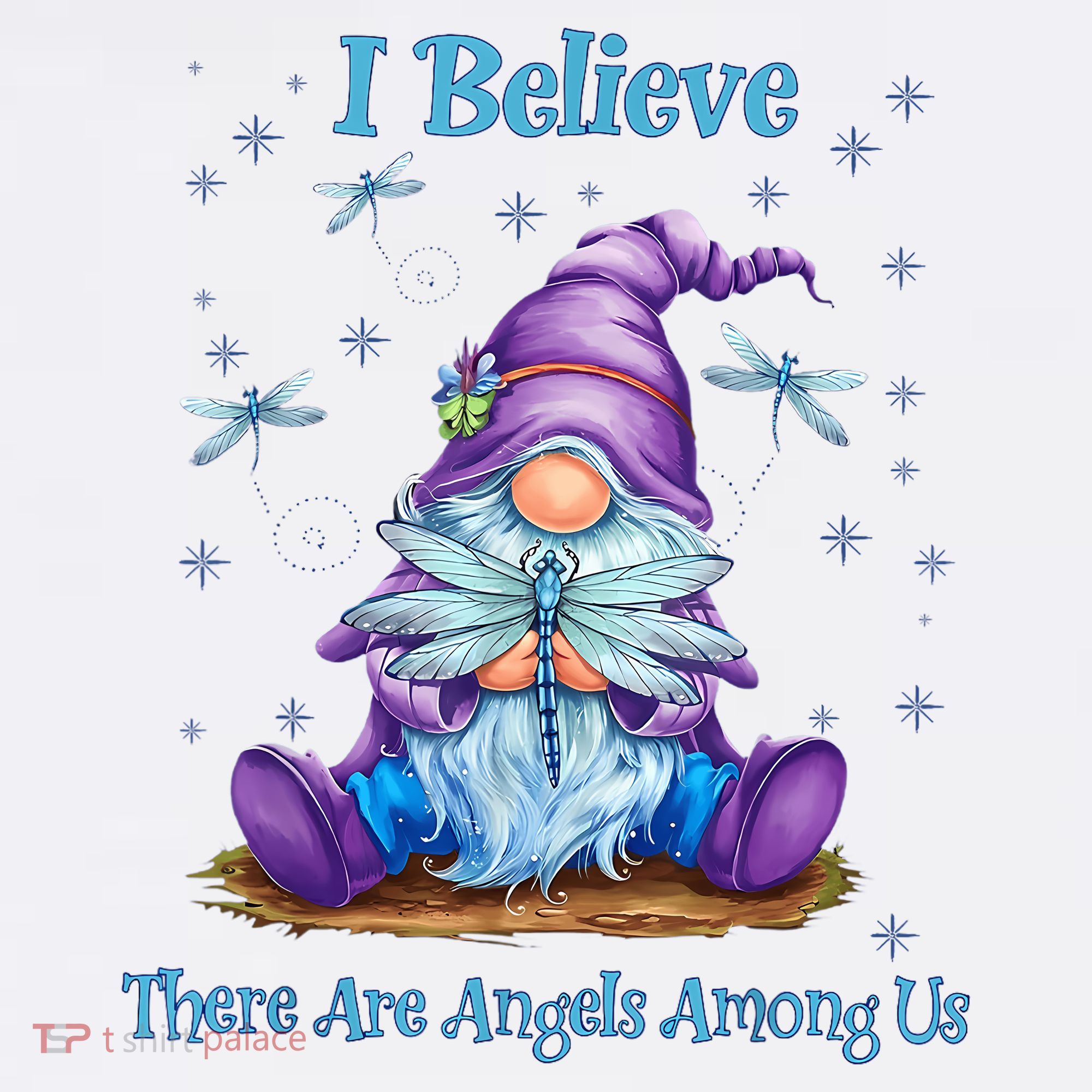 Gnome I Believe There Are Angels Among Us Dragonfly Sweatshirt