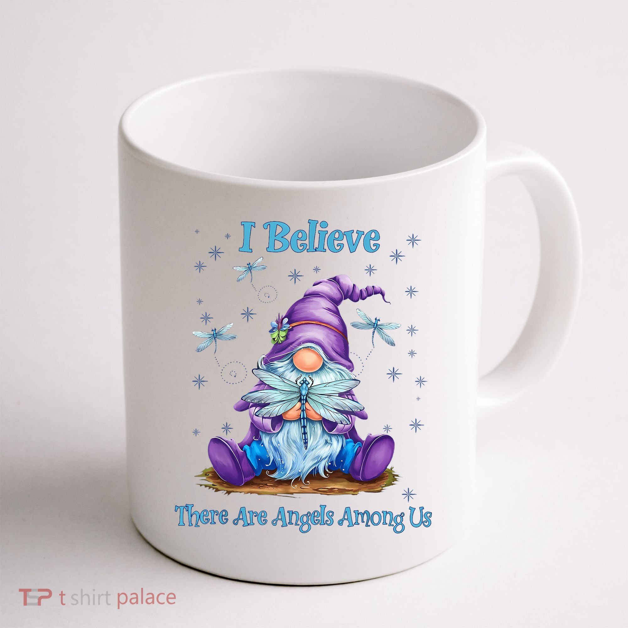 Gnome I Believe There Are Angels Among Us Dragonfly Coffee Mug