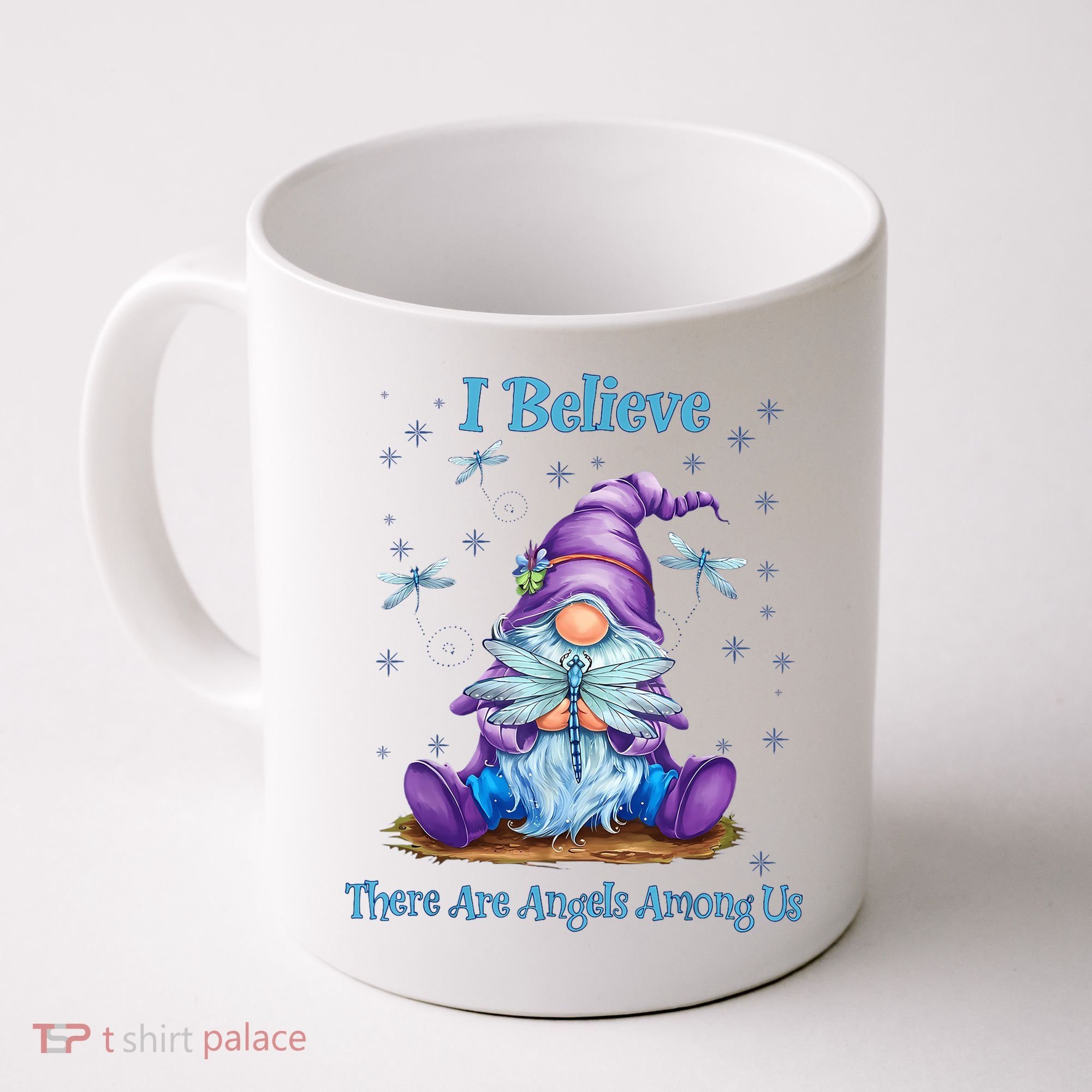 Gnome I Believe There Are Angels Among Us Dragonfly Coffee Mug
