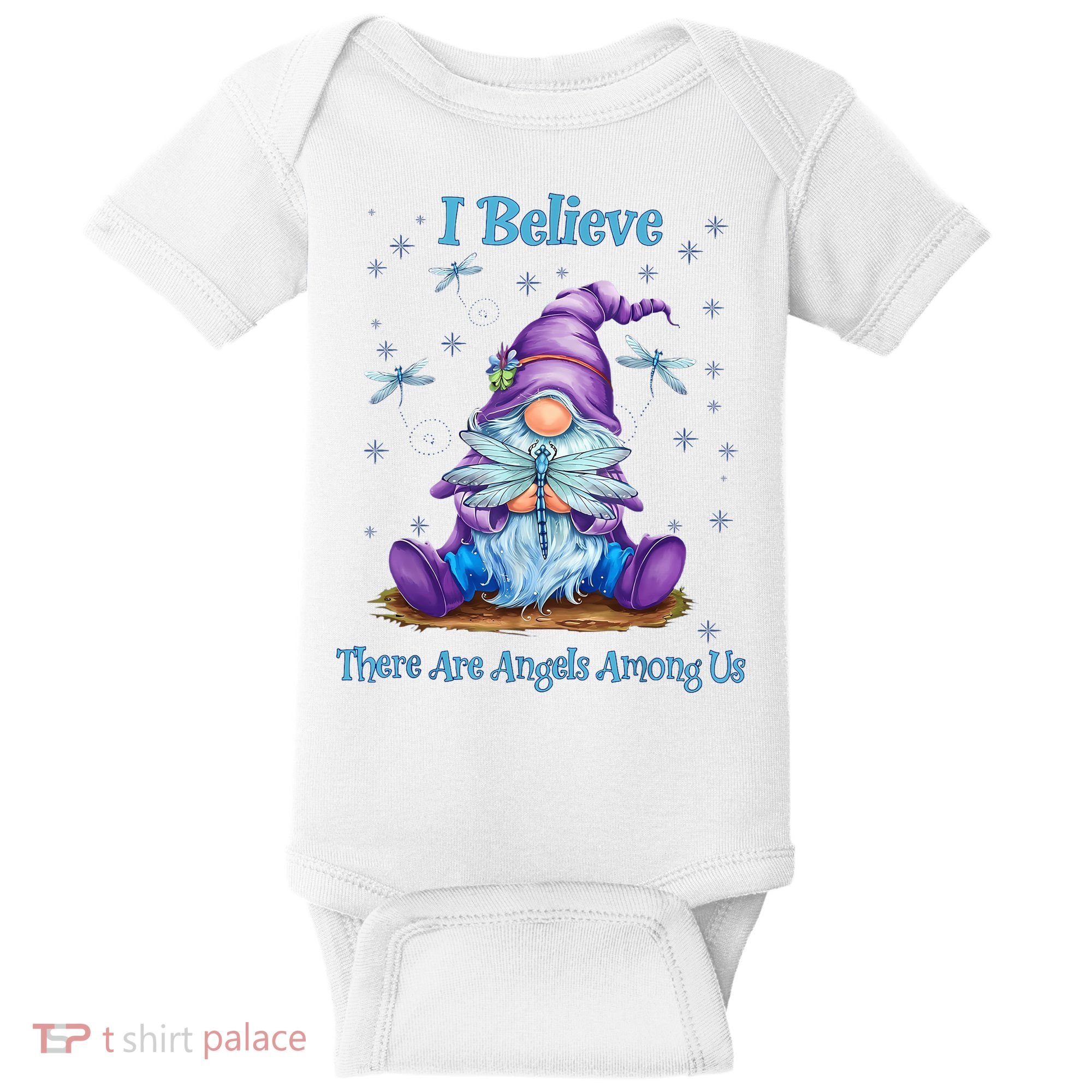 Gnome I Believe There Are Angels Among Us Dragonfly Baby Bodysuit