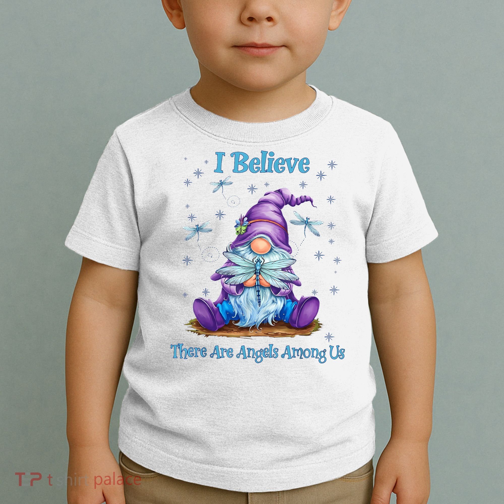 Gnome I Believe There Are Angels Among Us Dragonfly Toddler T-Shirt