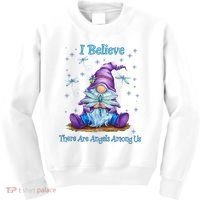 Gnome I Believe There Are Angels Among Us Dragonfly Kids Sweatshirt thumb 0