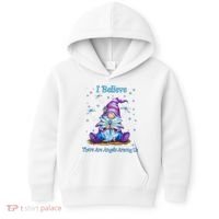 Gnome I Believe There Are Angels Among Us Dragonfly Kids Hoodie thumb 0