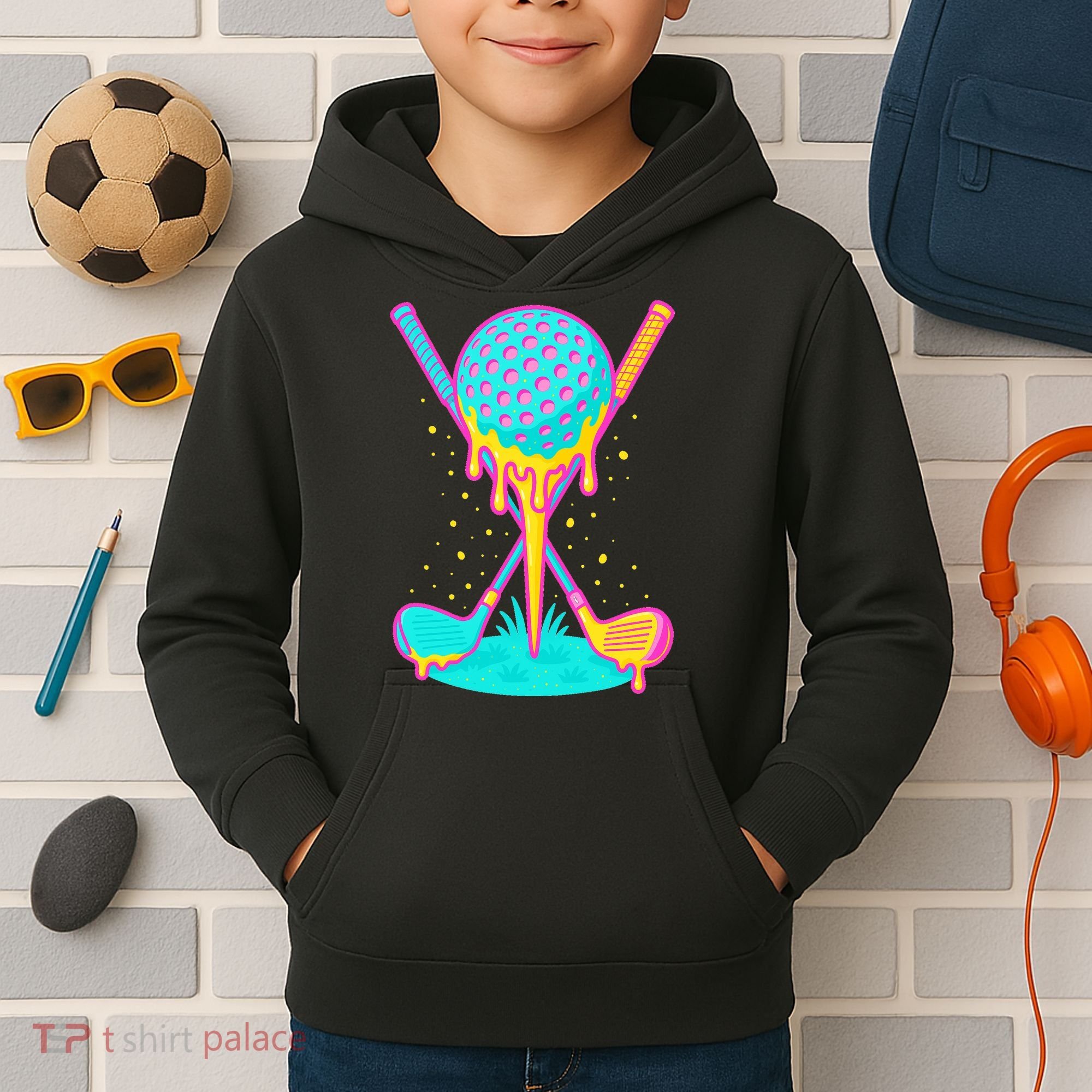 Golf Ice Cream Drip Golfing Golfer Kids Hoodie