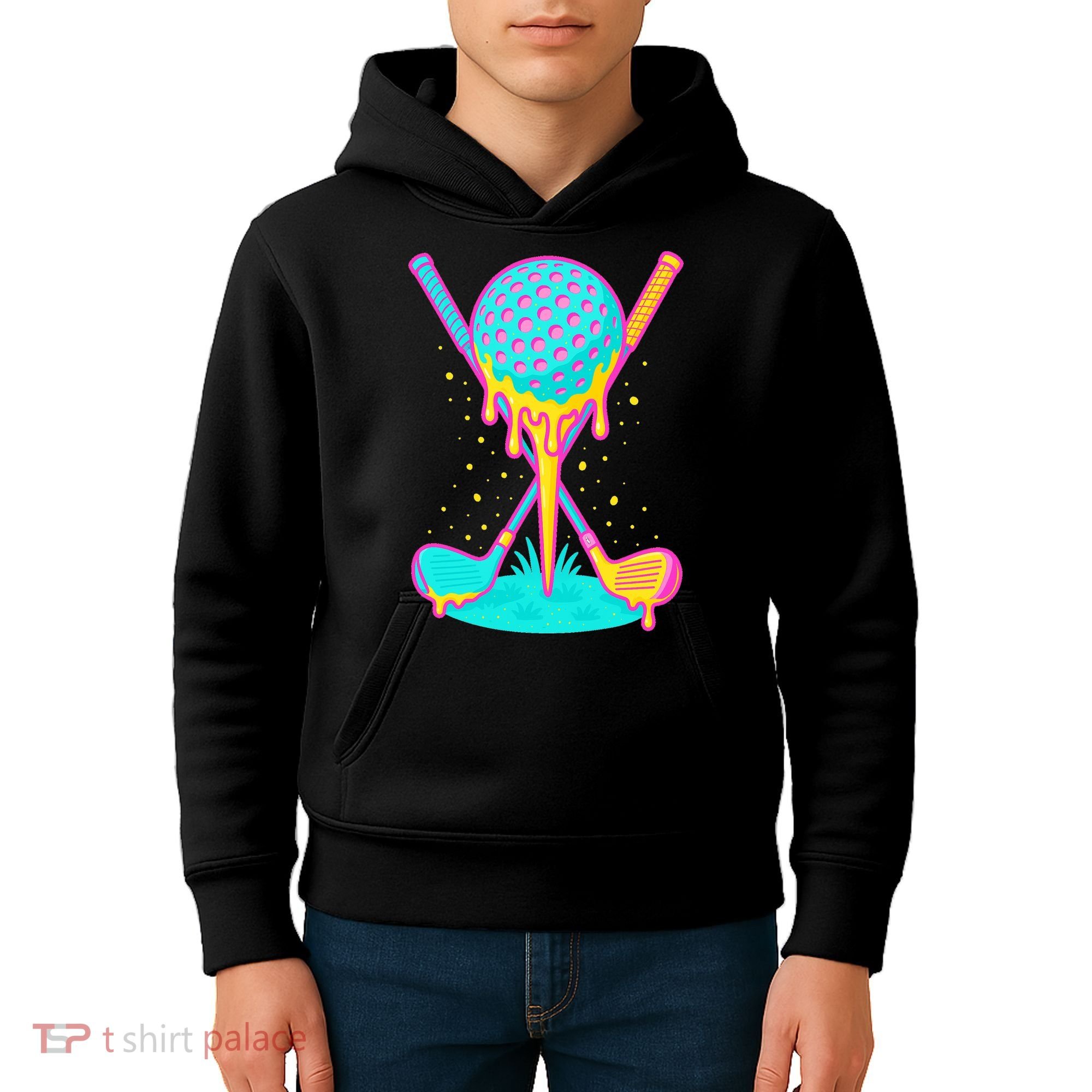 Golf Ice Cream Drip Golfing Golfer Kids Hoodie