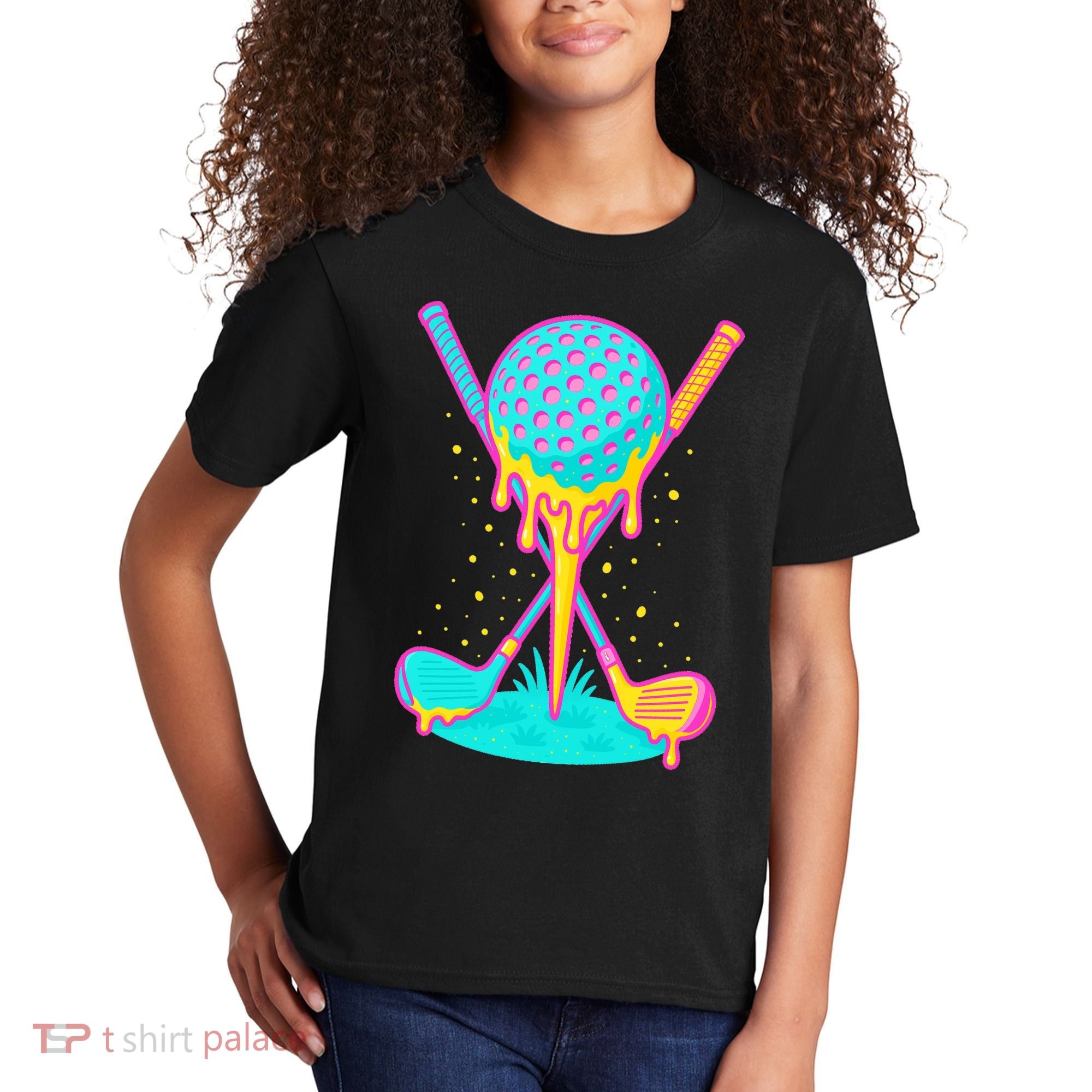 Golf Ice Cream Drip Golfing Golfer Kids T-Shirt