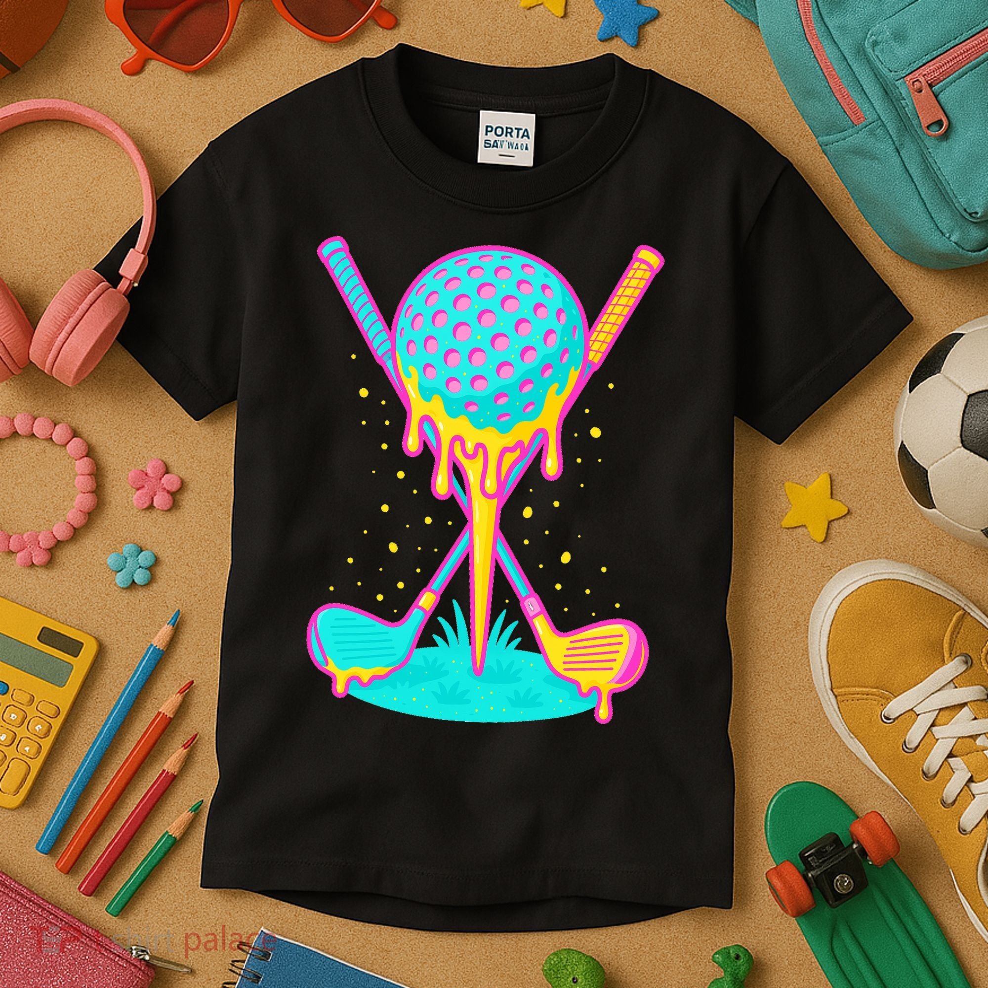 Golf Ice Cream Drip Golfing Golfer Kids T-Shirt