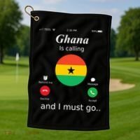 Ghana Is Calling And I Must Go Ghana Flag Golf Towel thumb 1
