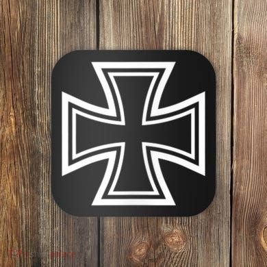 German Iron Cross Front & Back Print Coaster