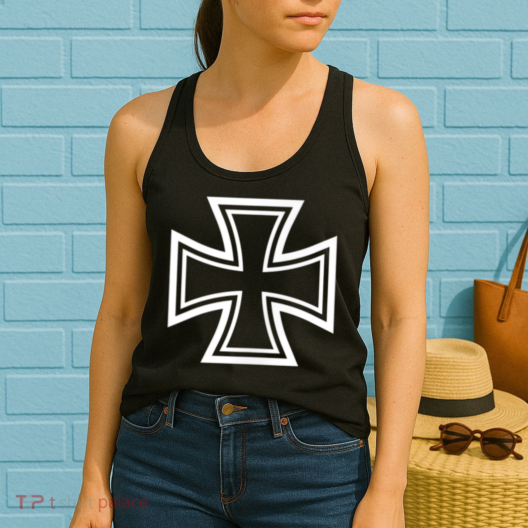 German Iron Cross Front & Back Print Women's Tank Top