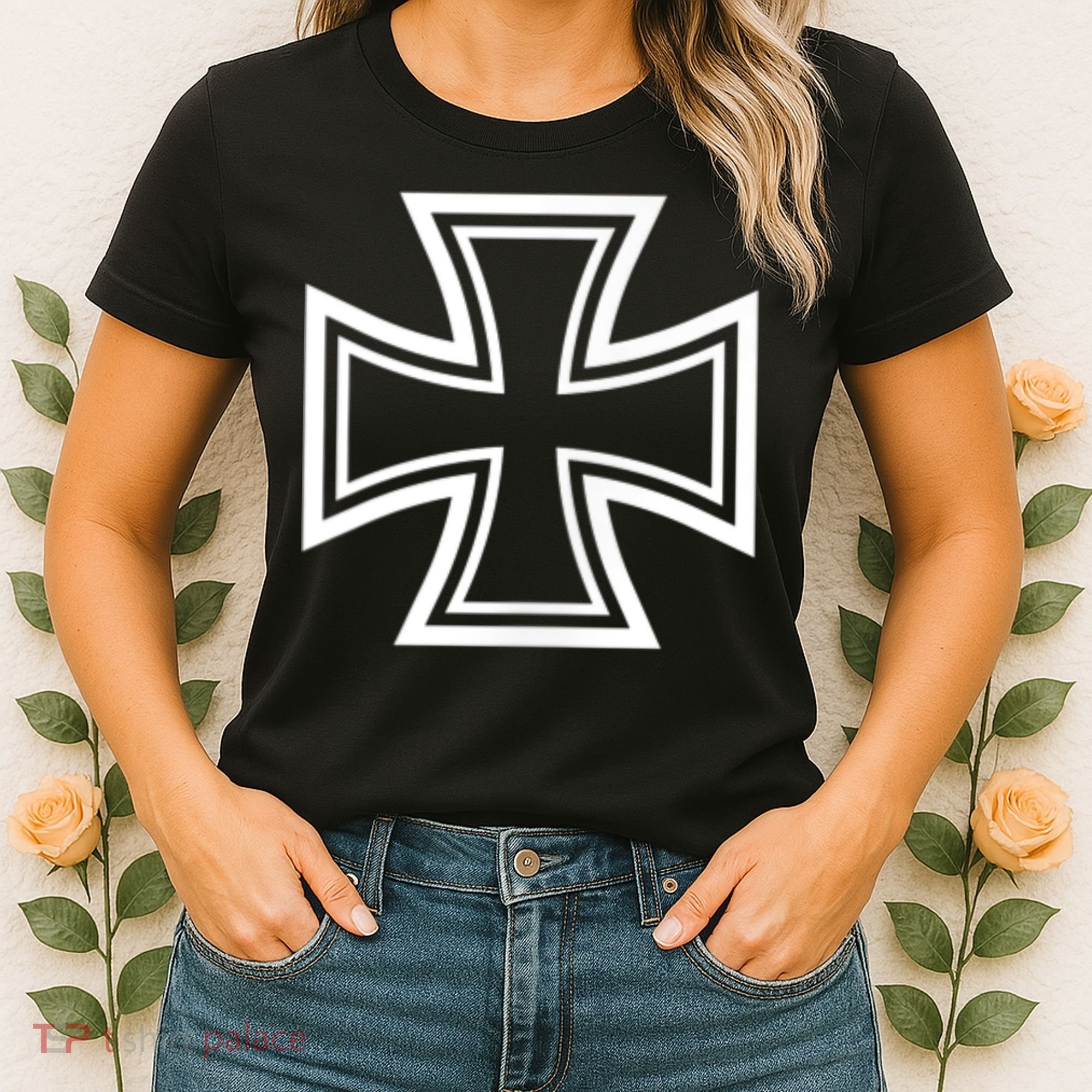 German Iron Cross Front & Back Print Women's T-Shirt