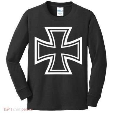 German Iron Cross Front & Back Print Kids Long Sleeve Shirt