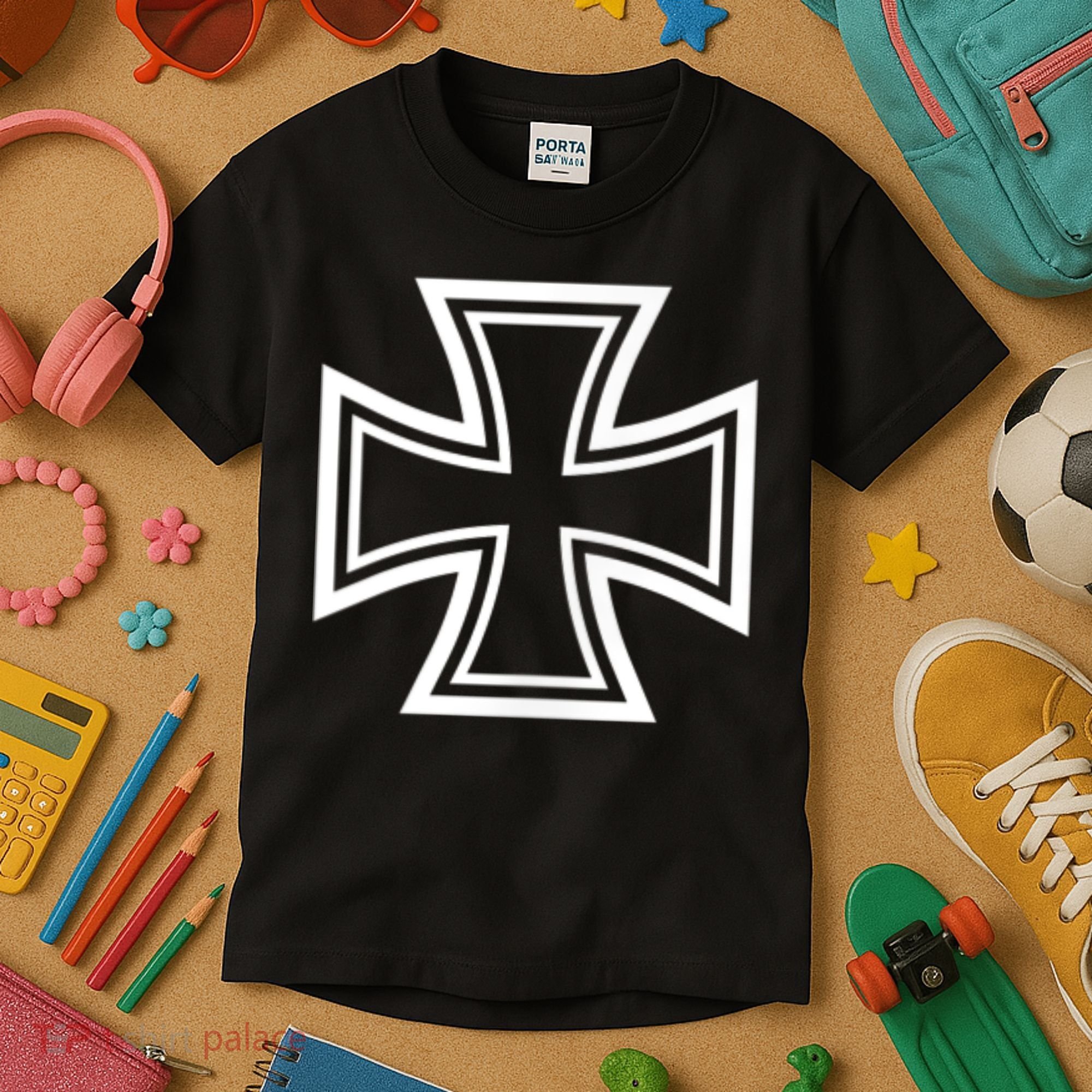 German Iron Cross Front & Back Print Kids T-Shirt