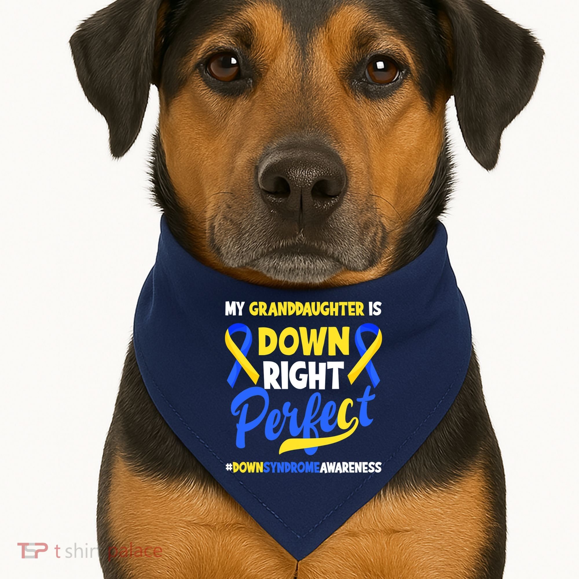 Granddaughter Is Down Right Perfect Down Syndrome Awareness USA-Made Doggie Bandana