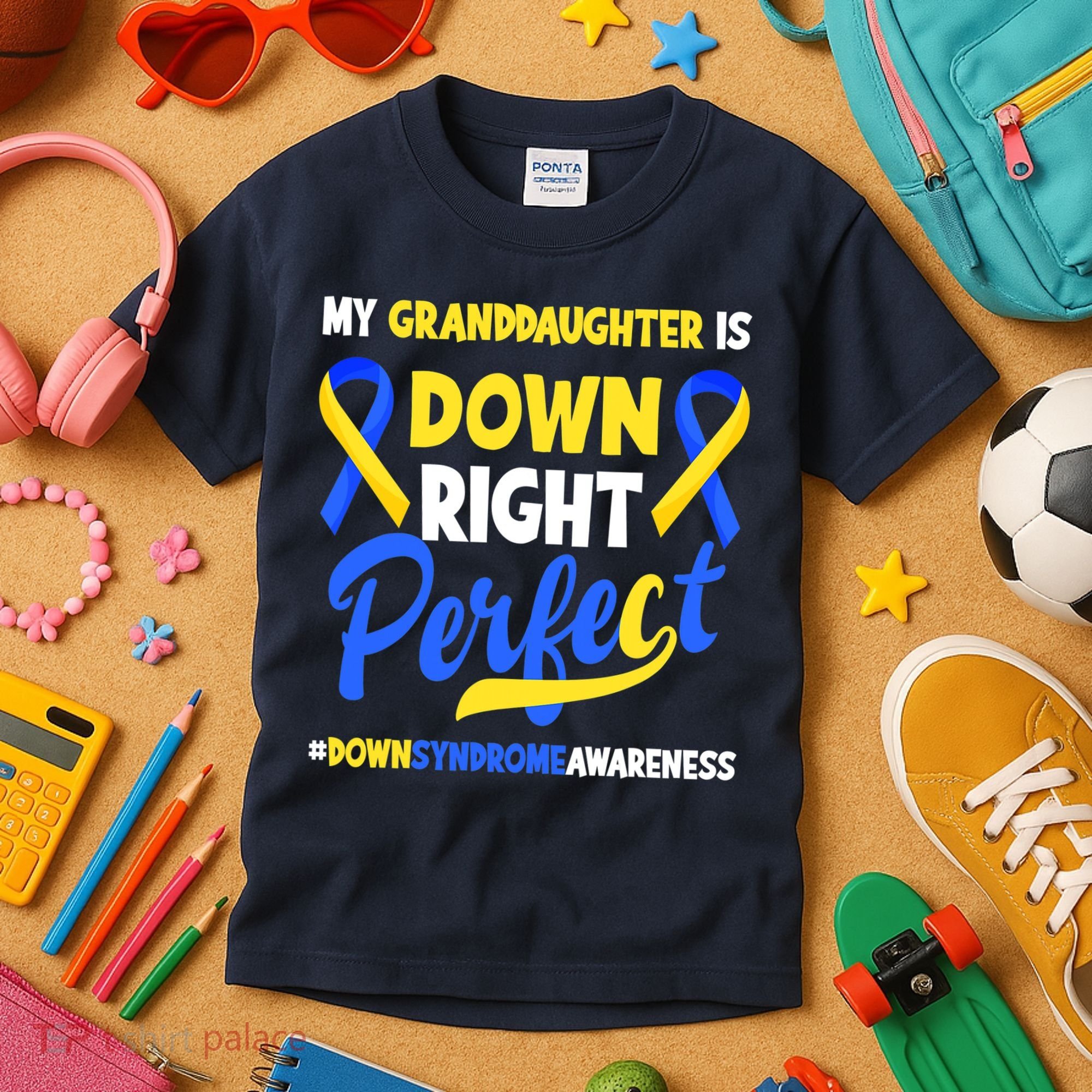 Granddaughter Is Down Right Perfect Down Syndrome Awareness Kids T-Shirt